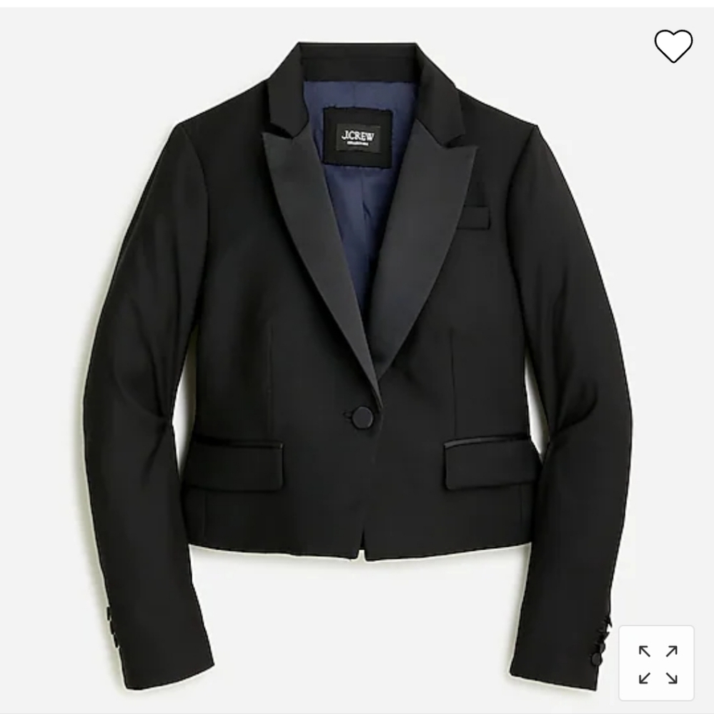 New J.Crew Cropped Blazer in Italian Tuxedo Wool Size 2
